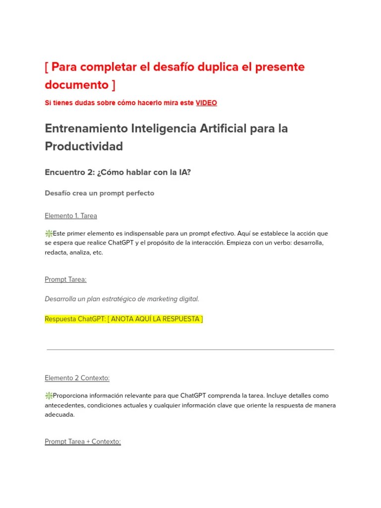 Desafío Crea Un Prompt Perfecto | PDF | Publicidad Digital | Marketing