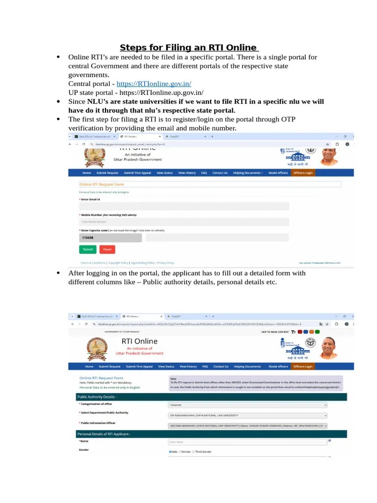 Steps For Filing An RTI Online | PDF