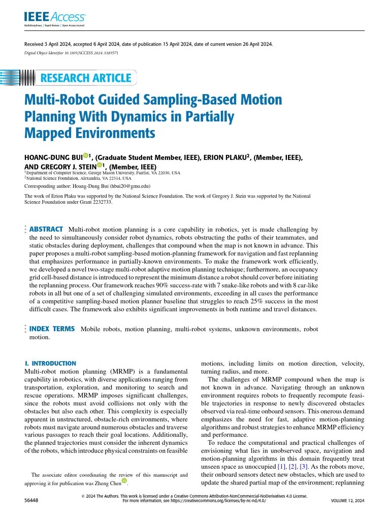 Multi-Robot Guided Sampling-Based Motion Planning With Dynamics In Partially Mapped Environments ...