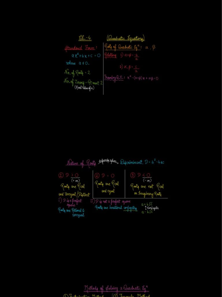 Grade 10th - Ch. 04 (Quadratic Equations) NCERT | PDF