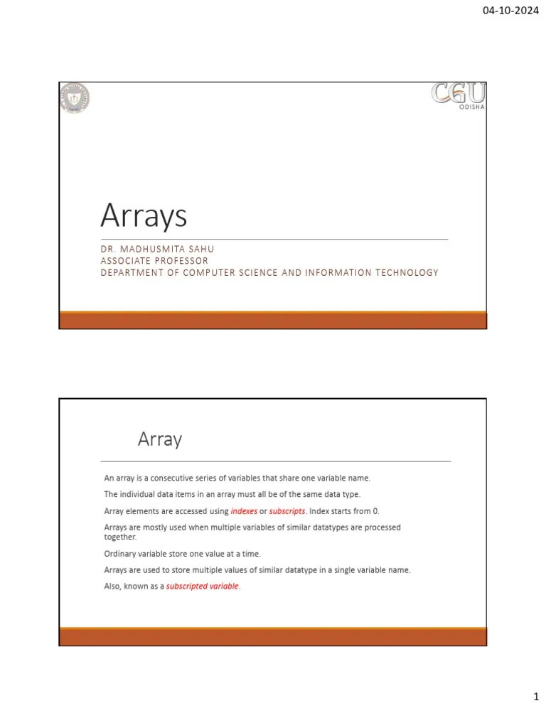 Arrays | PDF | Integer (Computer Science) | Data Type