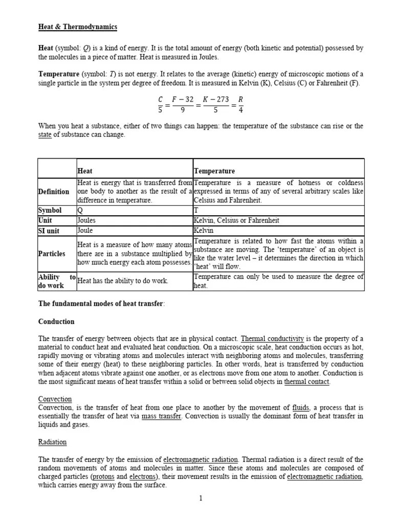 Chapter-1 Heat And Thermodynamics | PDF | Gases | Heat