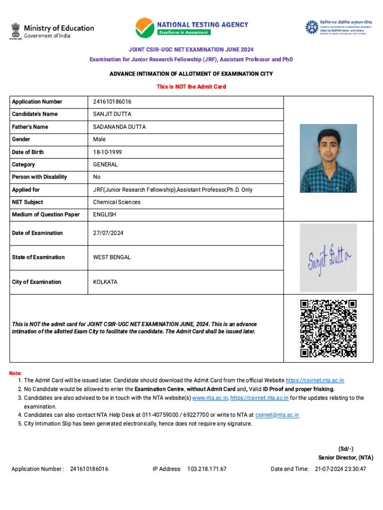 JOINT CSIR-UGC NET JUNE-2024 - India | PDF