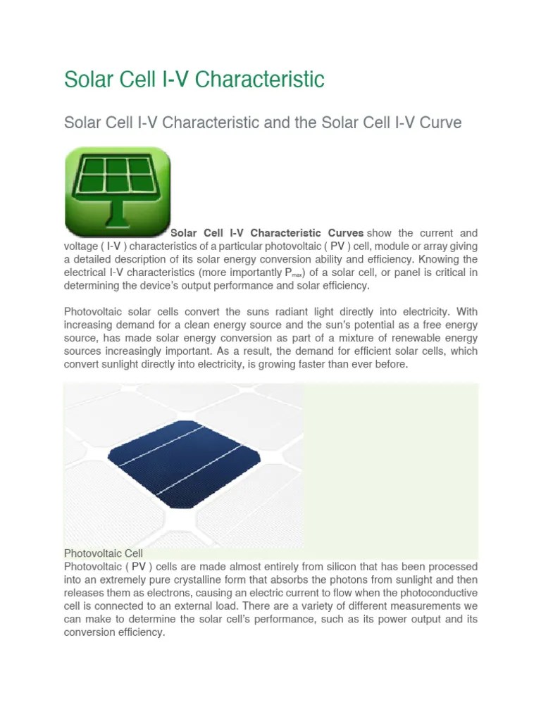Solar IV Curve | PDF | Photovoltaics | Solar Cell