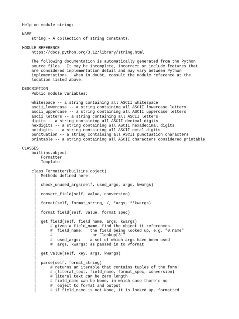 String Module | PDF | Method (Computer Programming) | Ascii