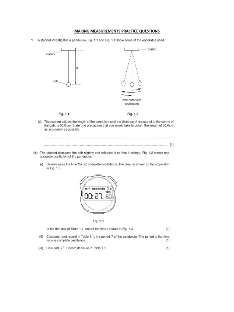 SIMPLE PENDULUM EXTRA QUESTIONS | PDF