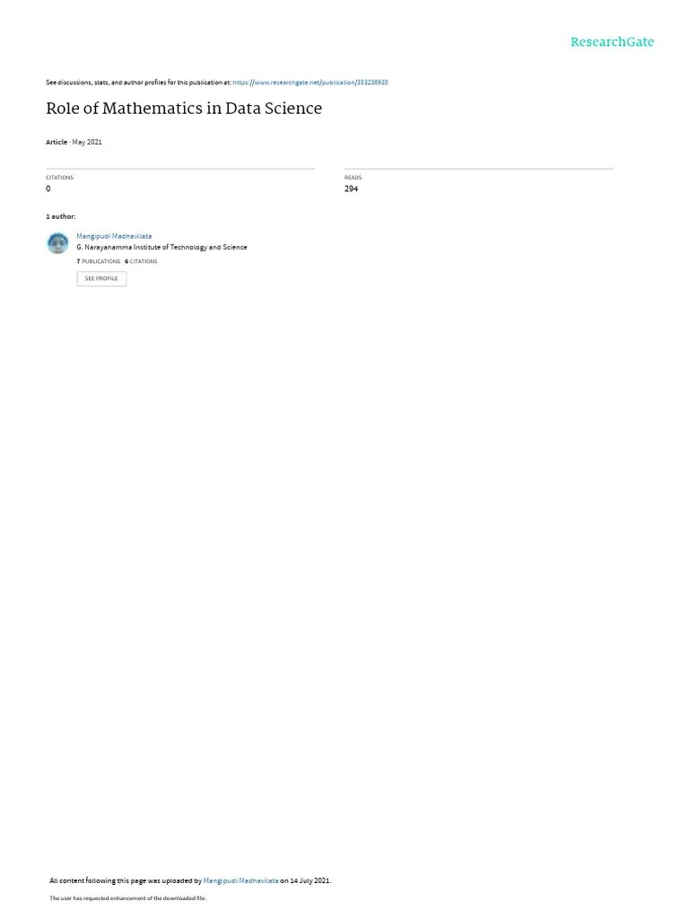 Maths In Data Science | PDF | Matrix (Mathematics) | Data Science
