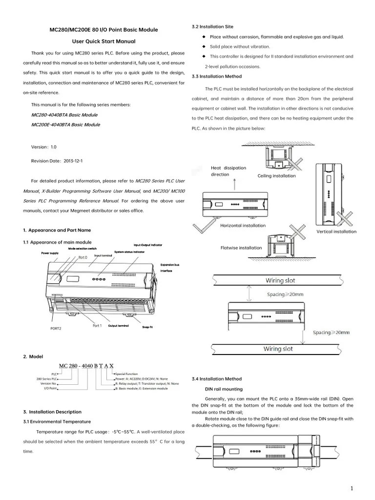MC280 Series 80 IO Point Basic Module User Quick Start Manual | PDF ...
