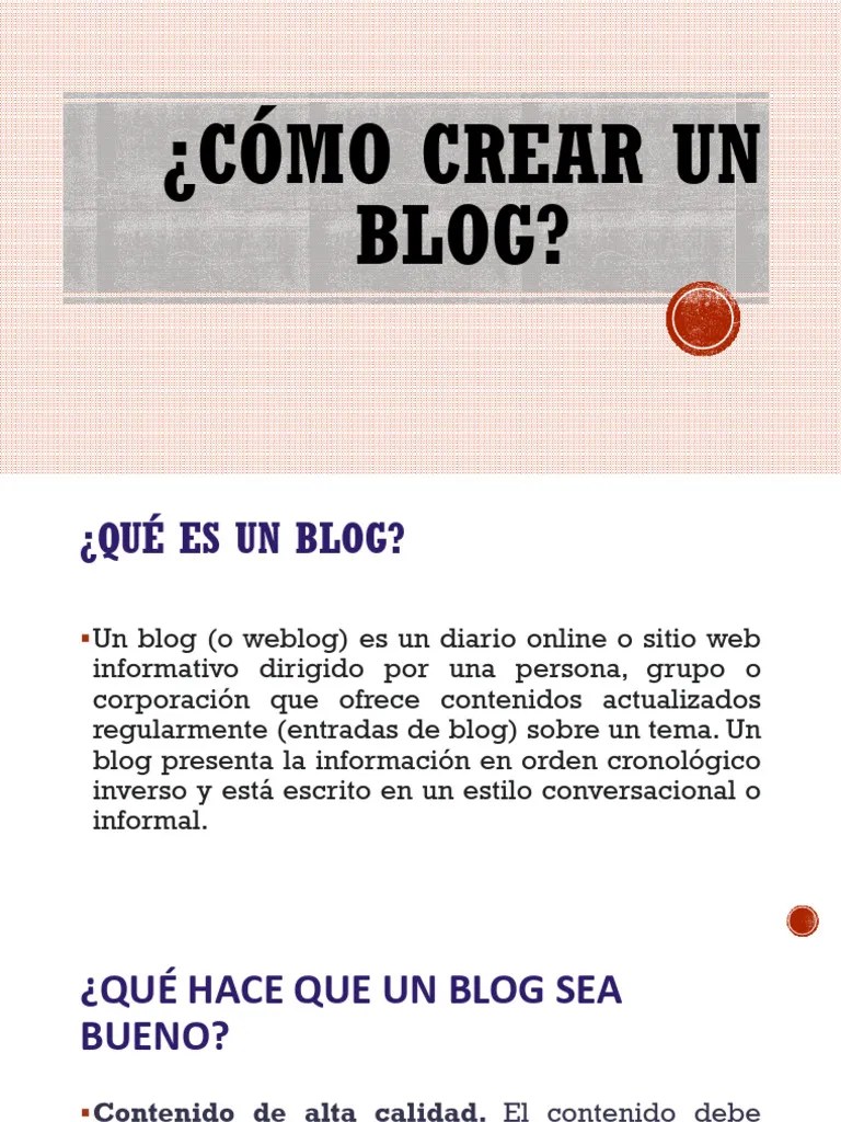 Cómo Crear Un Blog | PDF