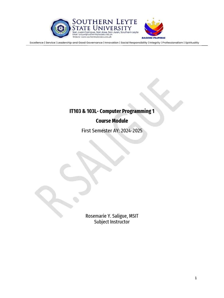 Computer Programming 1 Module Final 2024-2025 - First Year | PDF | C ...