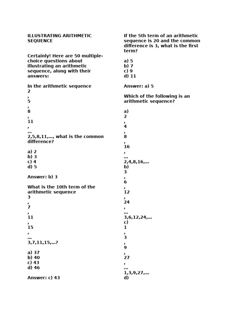 Illustrating Arithmetic Sequence | PDF | Mathematics