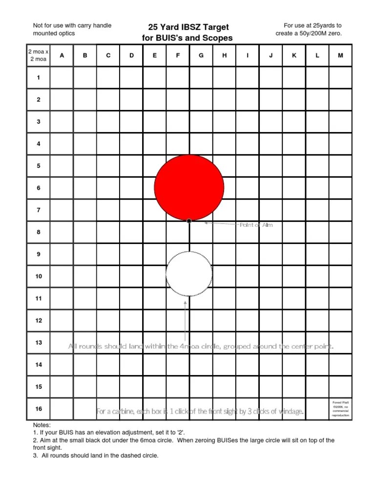 Printable 25 yard zero target