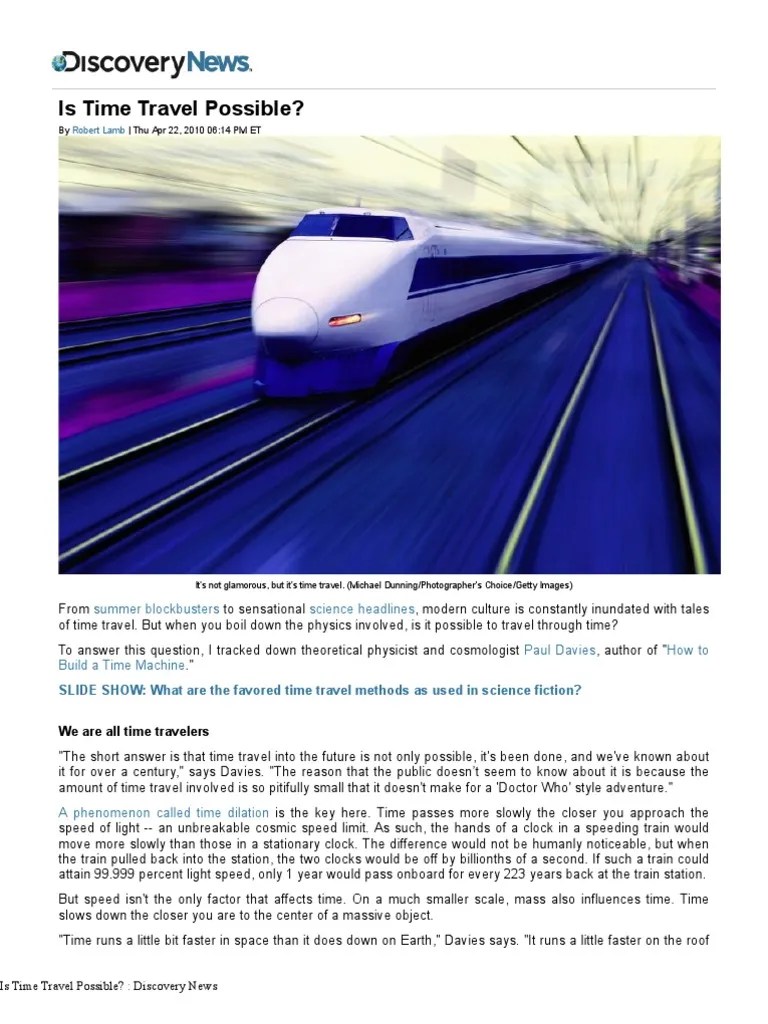 Is Time Travel Into The Future Possible Via Relativity | PDF | Time ...