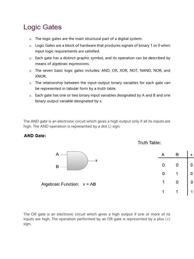 Logic Gates Notes | PDF