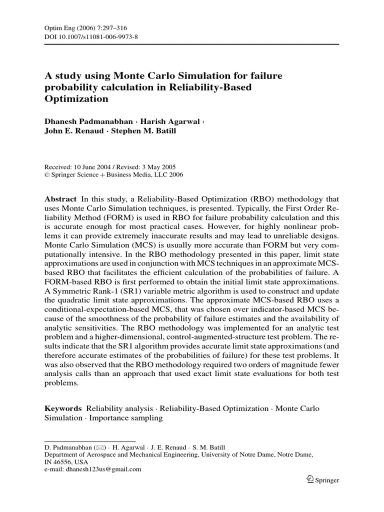 A Study Using Monte Carlo Simulation For Failure Probability Calculation In Reliability-Based ...