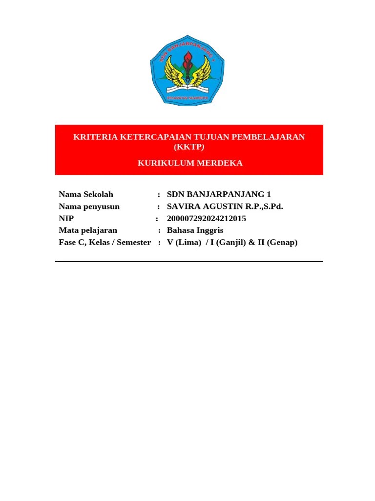 KKTP Bahasa Inggris Kelas 5 Fase C Kurikulum Merdeka | PDF