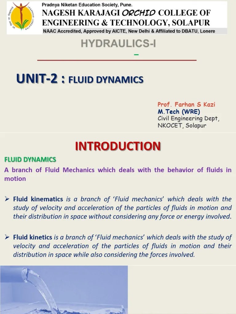 Unit-II Fluid Dynamics | PDF | Fluid Dynamics | Classical Mechanics