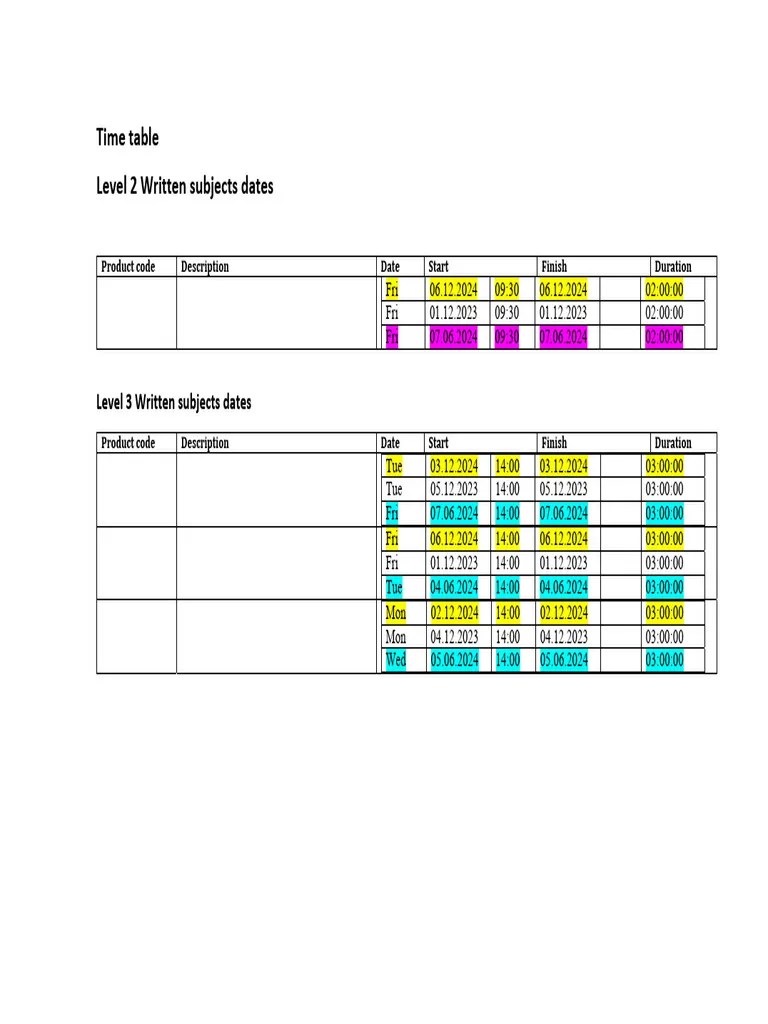 Exam Timetable 2024-2 | PDF | Engineering | Academic Discipline ...