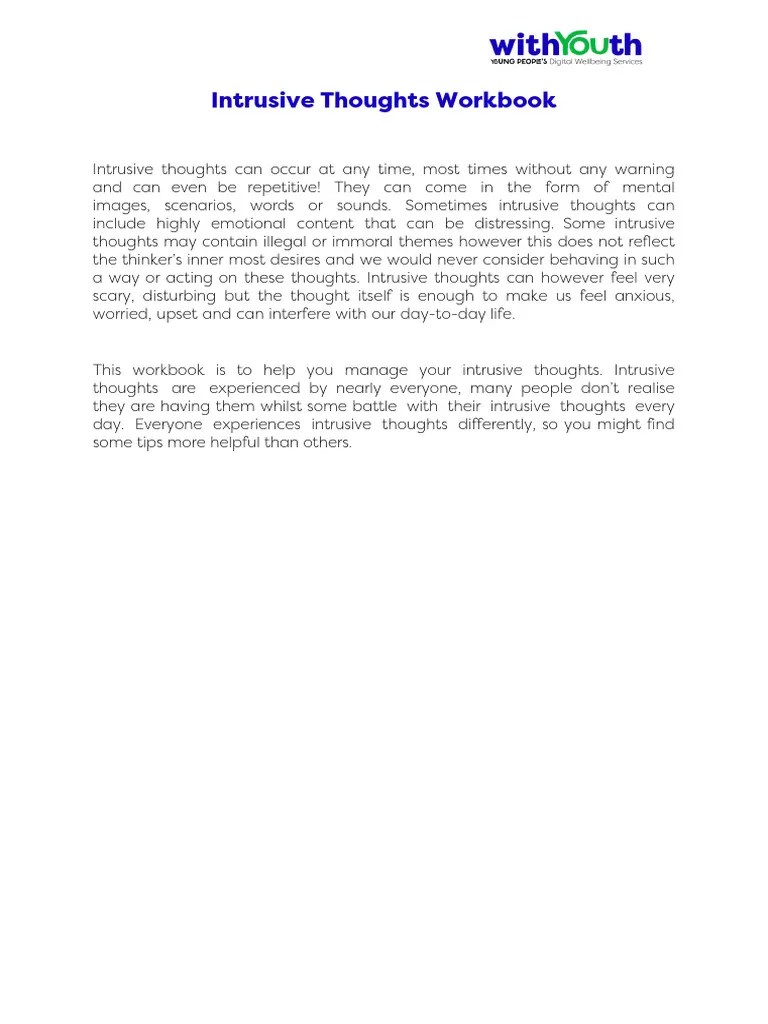 Intrusive Thoughts Workbook | PDF | Thought | Psychology