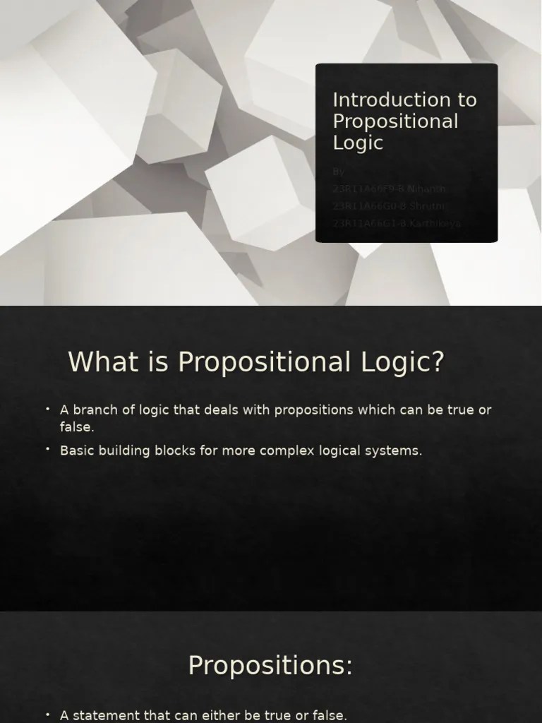 Introduction To Propositional Logic | PDF