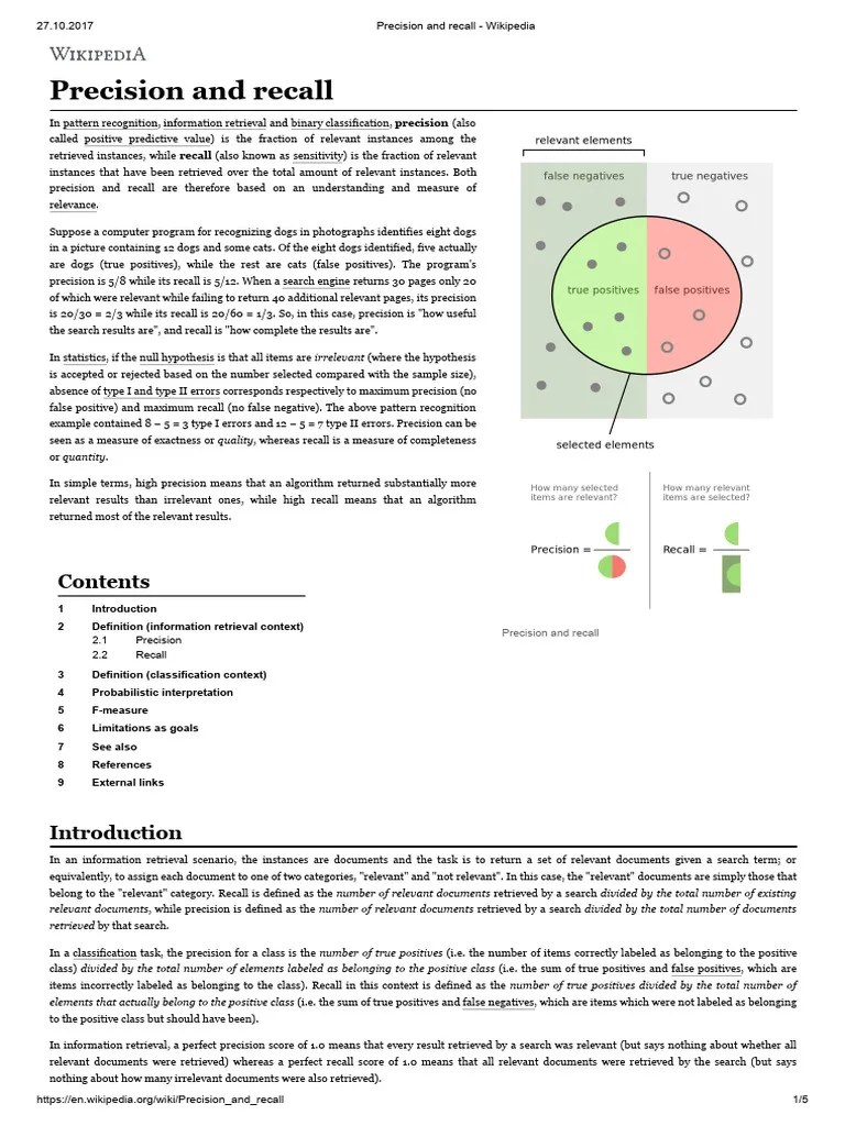 Precision+and+recall | PDF | Sensitivity And Specificity | Statistical ...