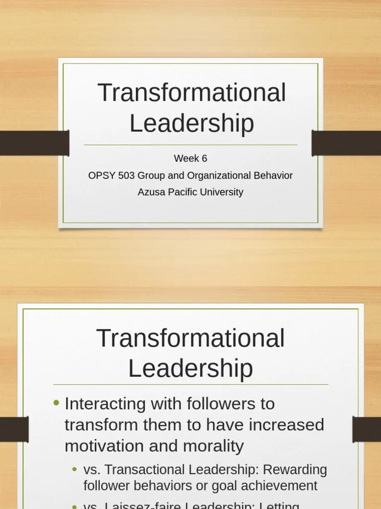 Transformational Leadership | PDF