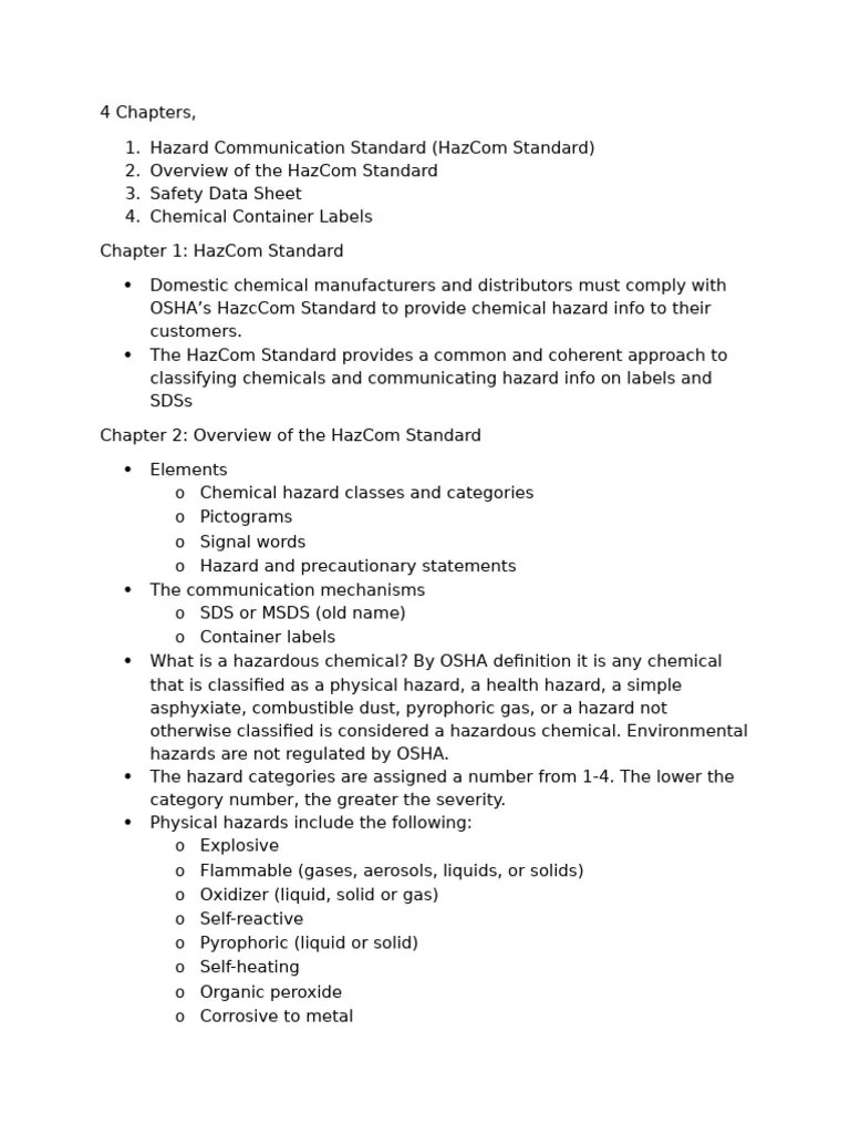 Fundamentals Of Communicating The Hazards Of Laboratory Chemicals | PDF | Workplace | Working ...
