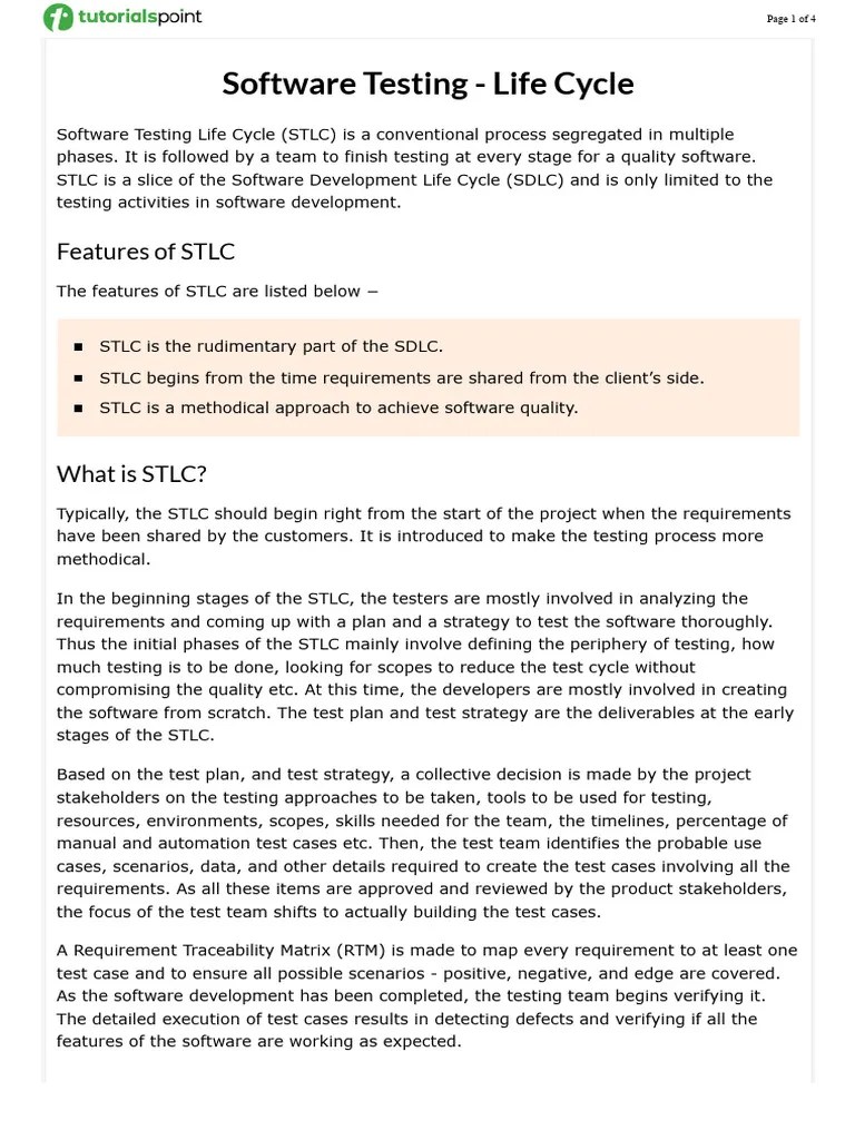 Software Testing - Life Cycle | PDF | Software Testing | Systems ...