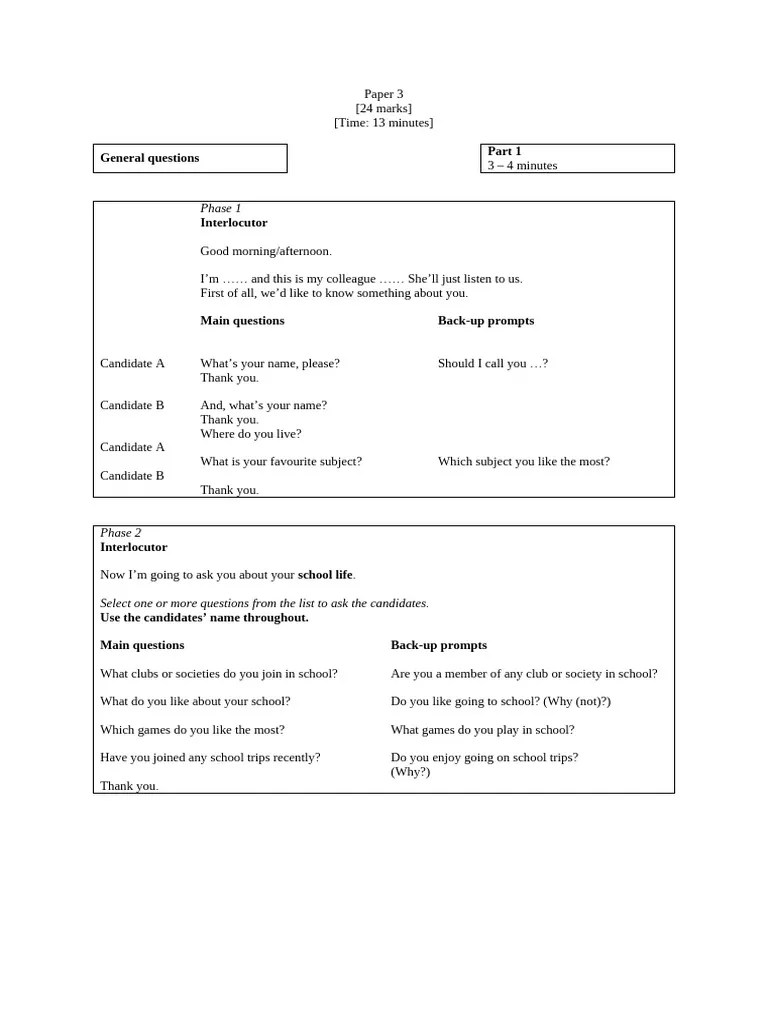 SET 4 SPEAKING SPM TRIAL 2024 | PDF