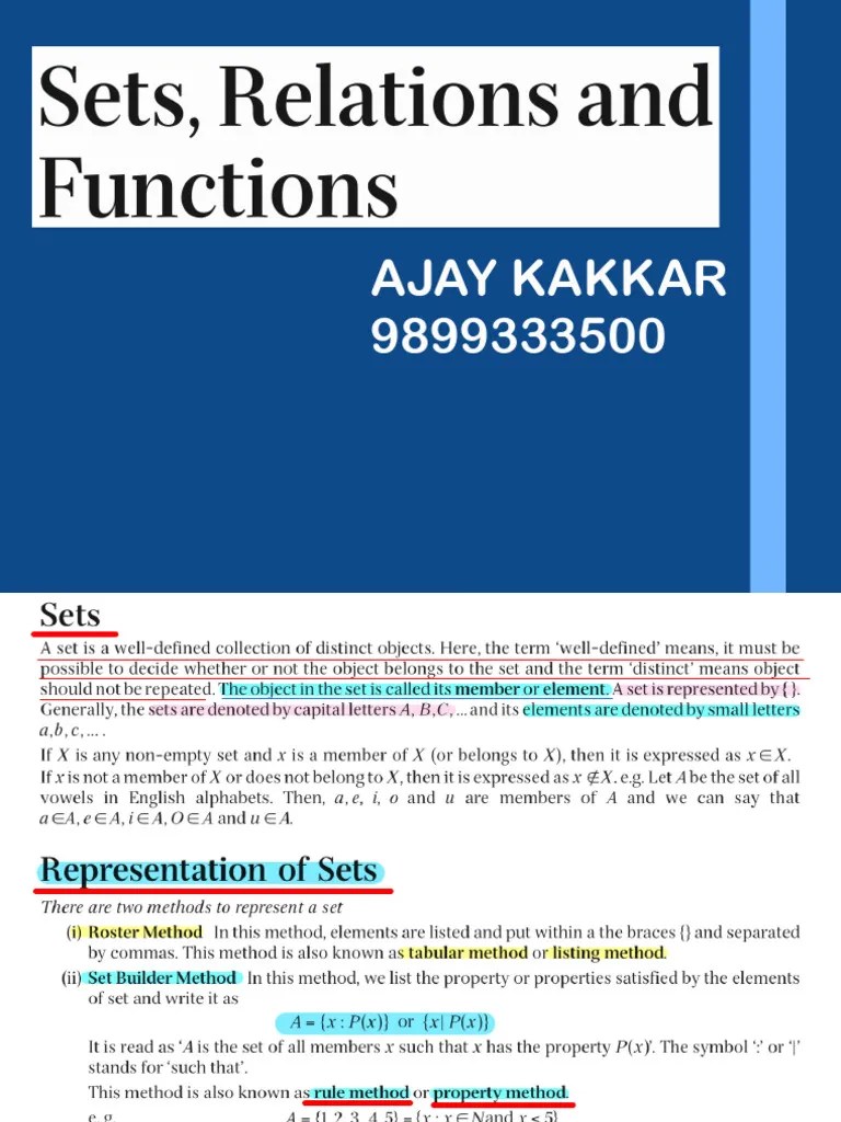 Sets Relations & Functions | PDF
