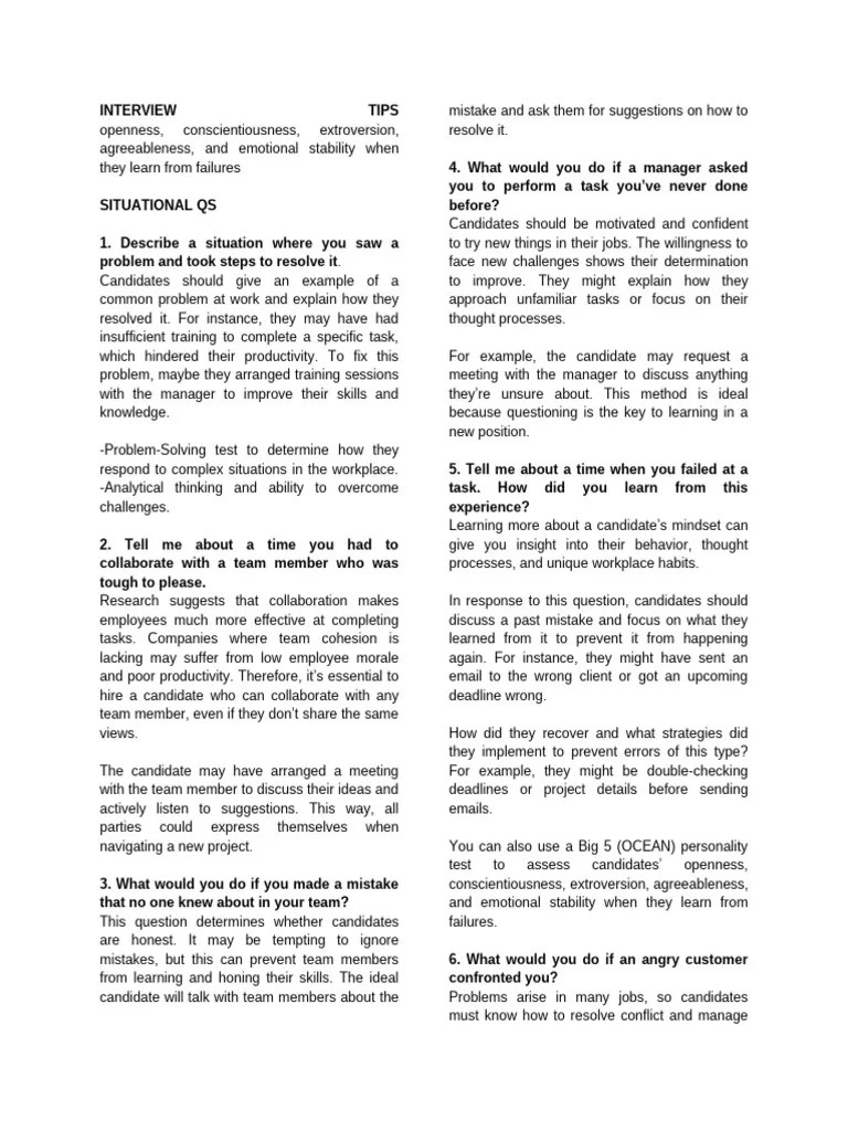 Interview Tips | PDF | Occupational Burnout | Leadership