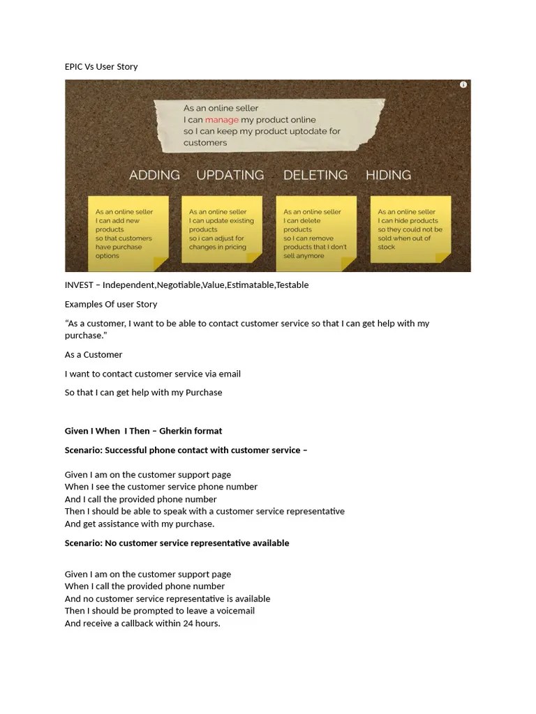 EPIC Vs User Story | PDF