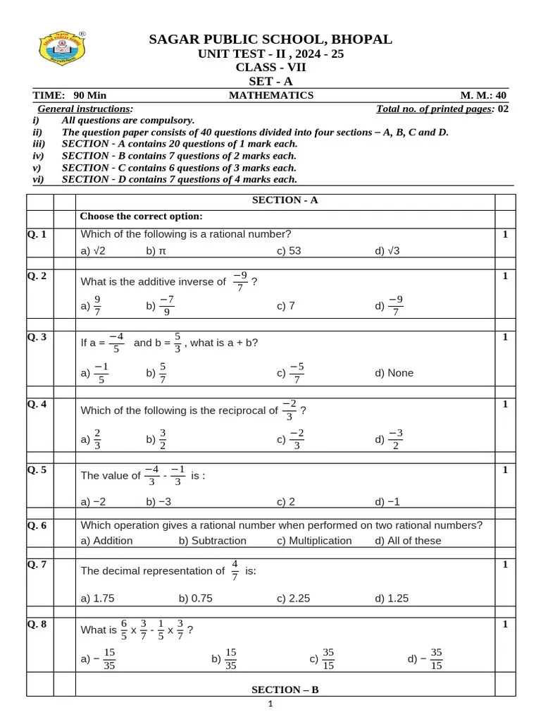 Mock Test Maths | PDF | Numbers | Mathematical Notation