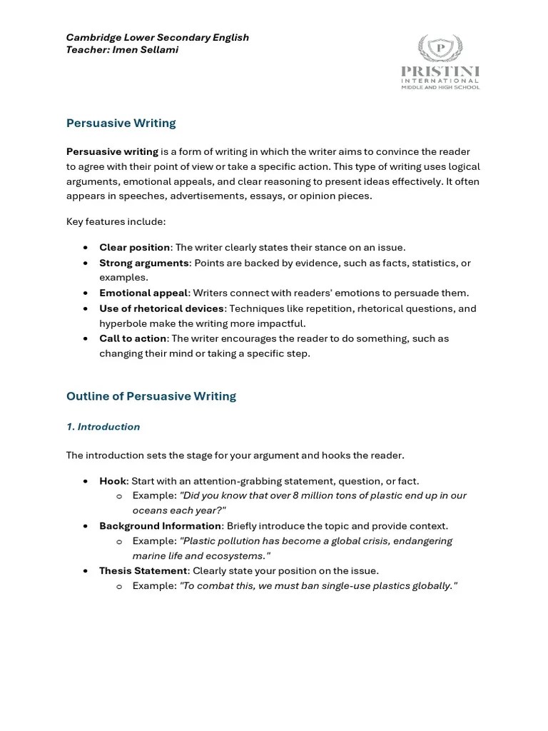 Persuasive Writing | PDF