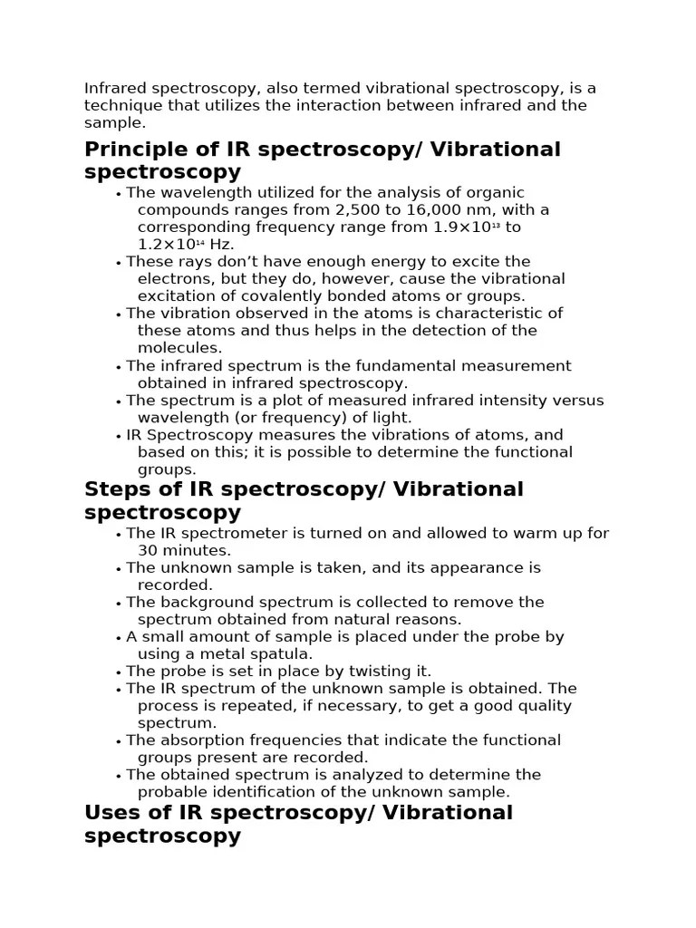 Infrared Spectroscopy | PDF | Absorption Spectroscopy | Ultraviolet–Visible Spectroscopy