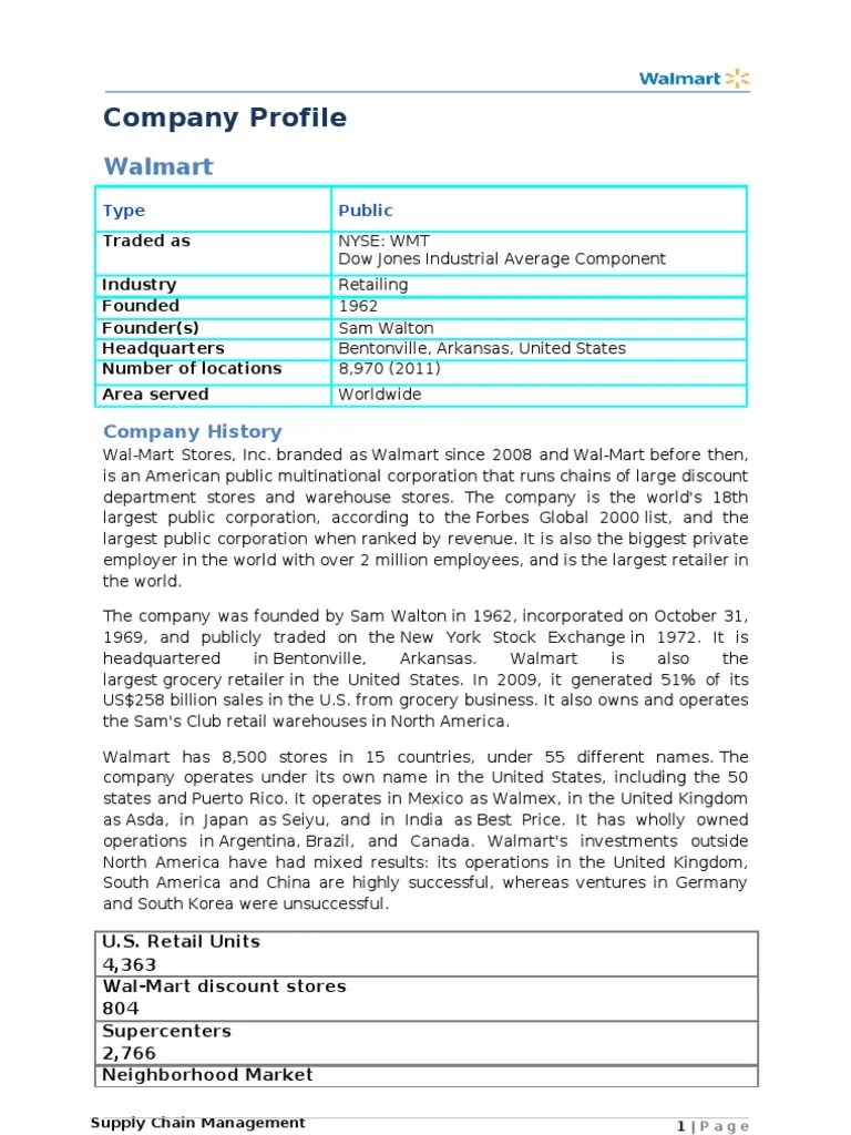 Supply Chain Management Of Wal-Mart | PDF | Walmart | Supply Chain Management