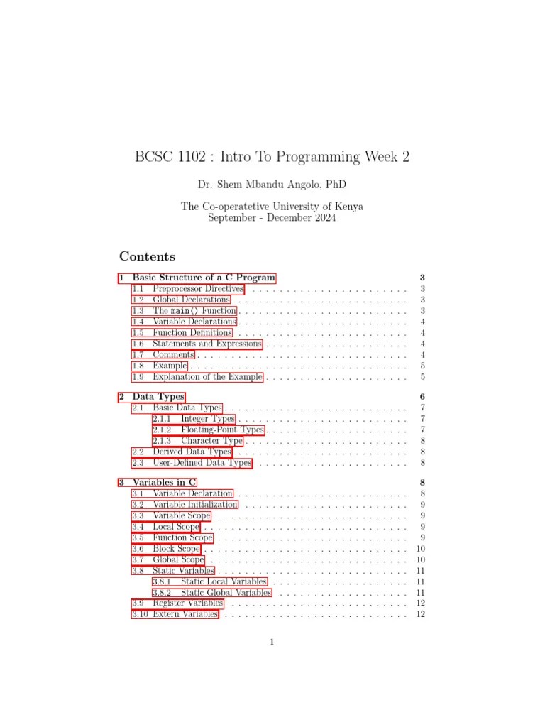 BCSC 1102 Introduction To Programming Lecture 2 Notes | PDF | Integer ...