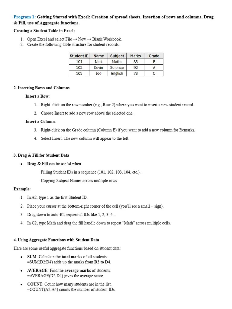 Excel Lab Manual-1 | PDF | Microsoft Excel | Data Management