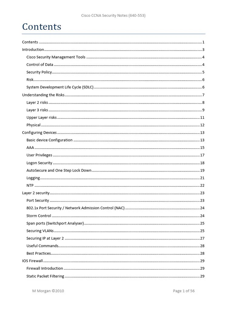 Cisco CCNA Security Notes | PDF | Radius | Denial Of Service Attack