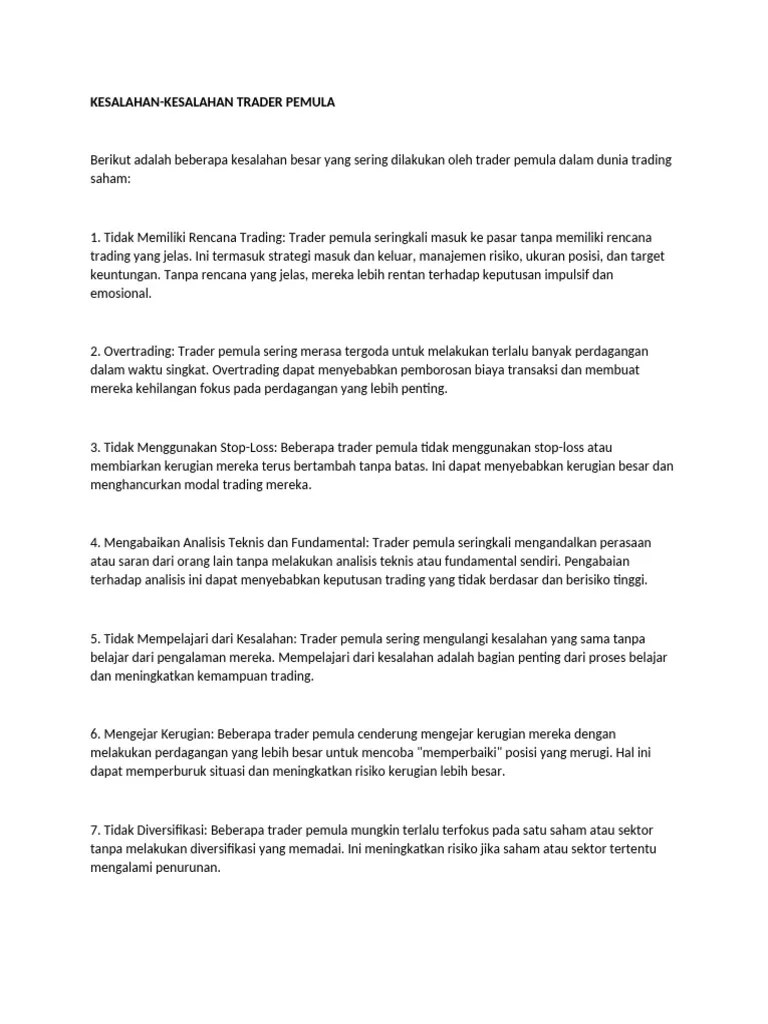 Kesalahan Umum Trader Pemula Pdf