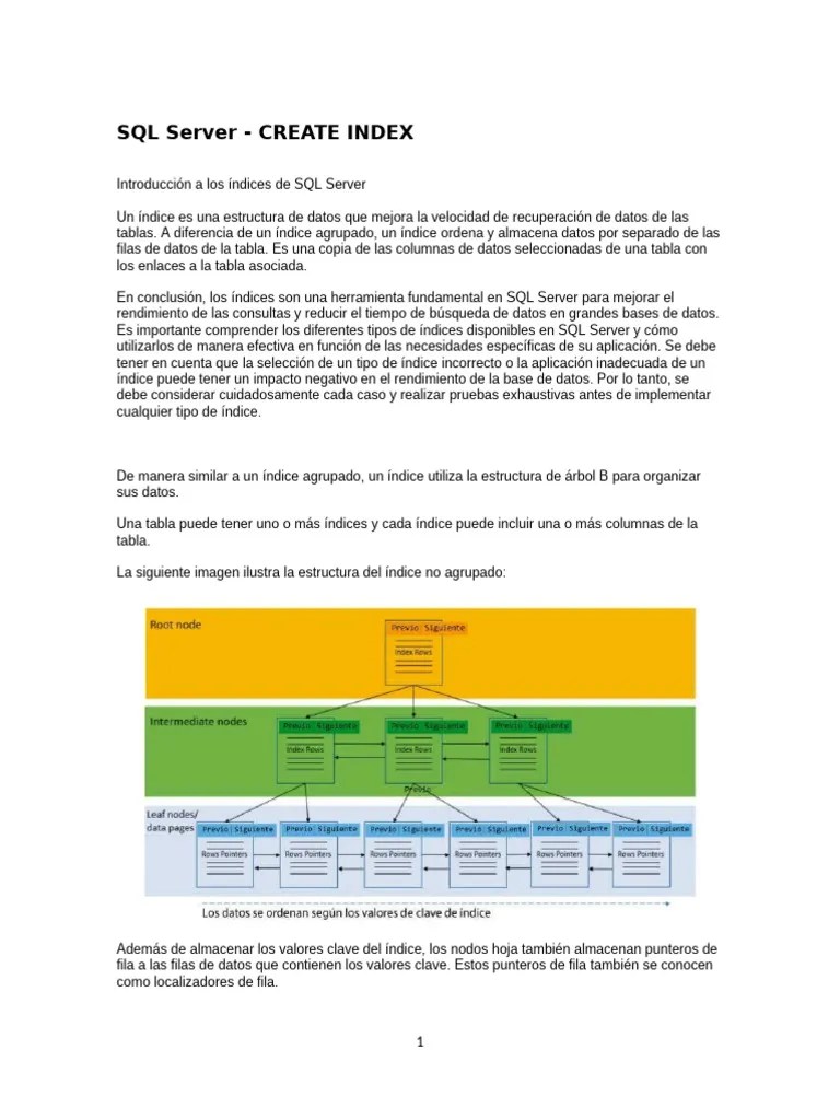 04 SQL Server CREATE INDEX | PDF | SQL | Servidor SQL De Microsoft