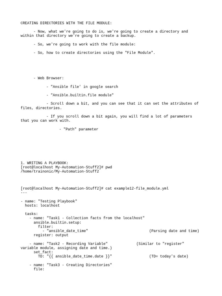 Creating Directories With The File Module | PDF | Data Management | Software