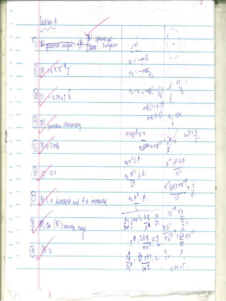 2024 Model Answer Sheets - 2024 Physics - 042 | PDF