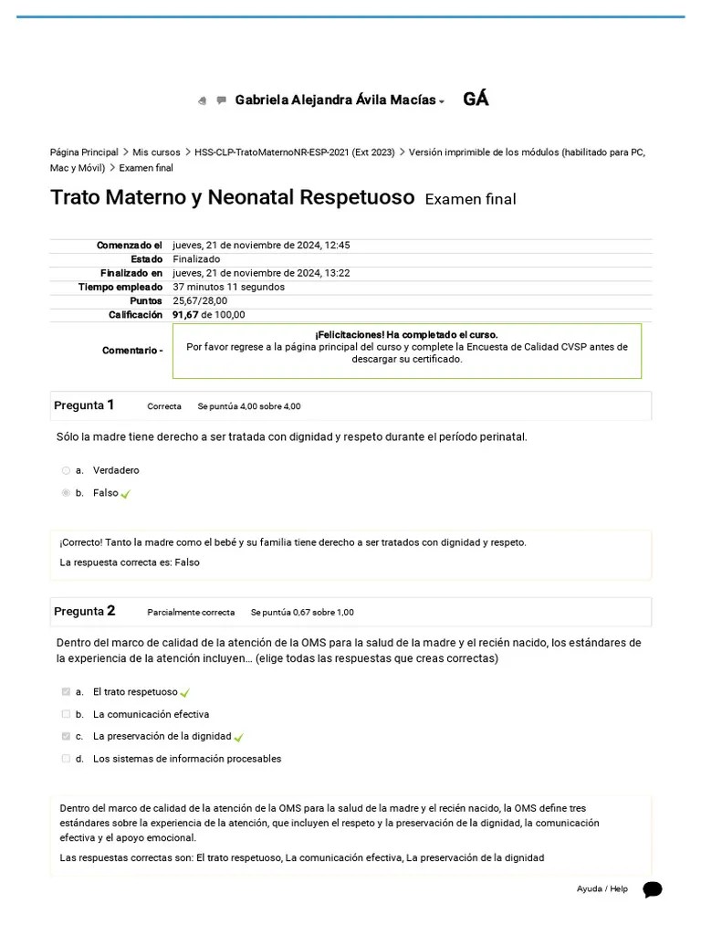 Examen Final - Revisión Del Intento - Campus PAHO | PDF | Parto | La Violencia Contra Las Mujeres