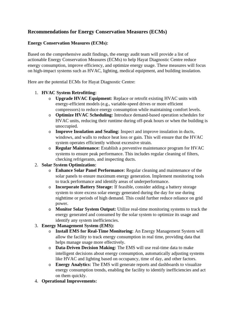 4.recommendations For Energy Conservation Measures | PDF | Energy Conservation | Efficient ...