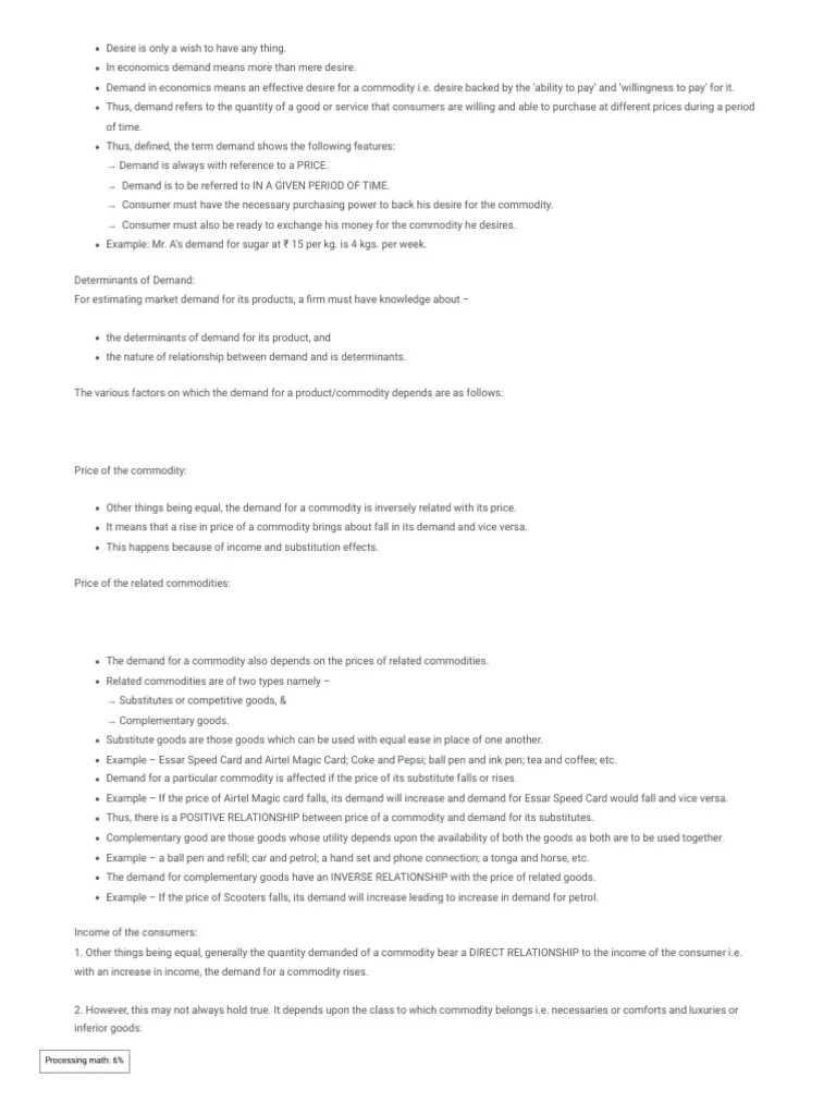 Theory Of Demand And Supply - CA Foundation Economics Notes Chapter 2 ...