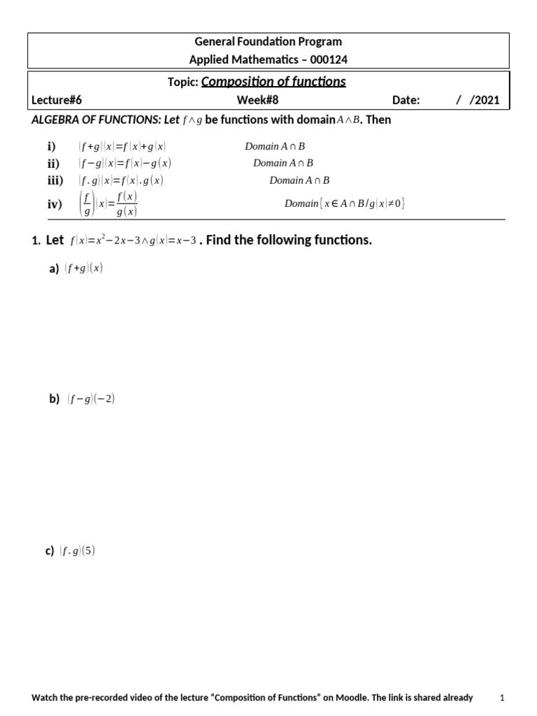 Lecture#6.1 - Composition Of Functions | PDF | Mathematics | Analysis