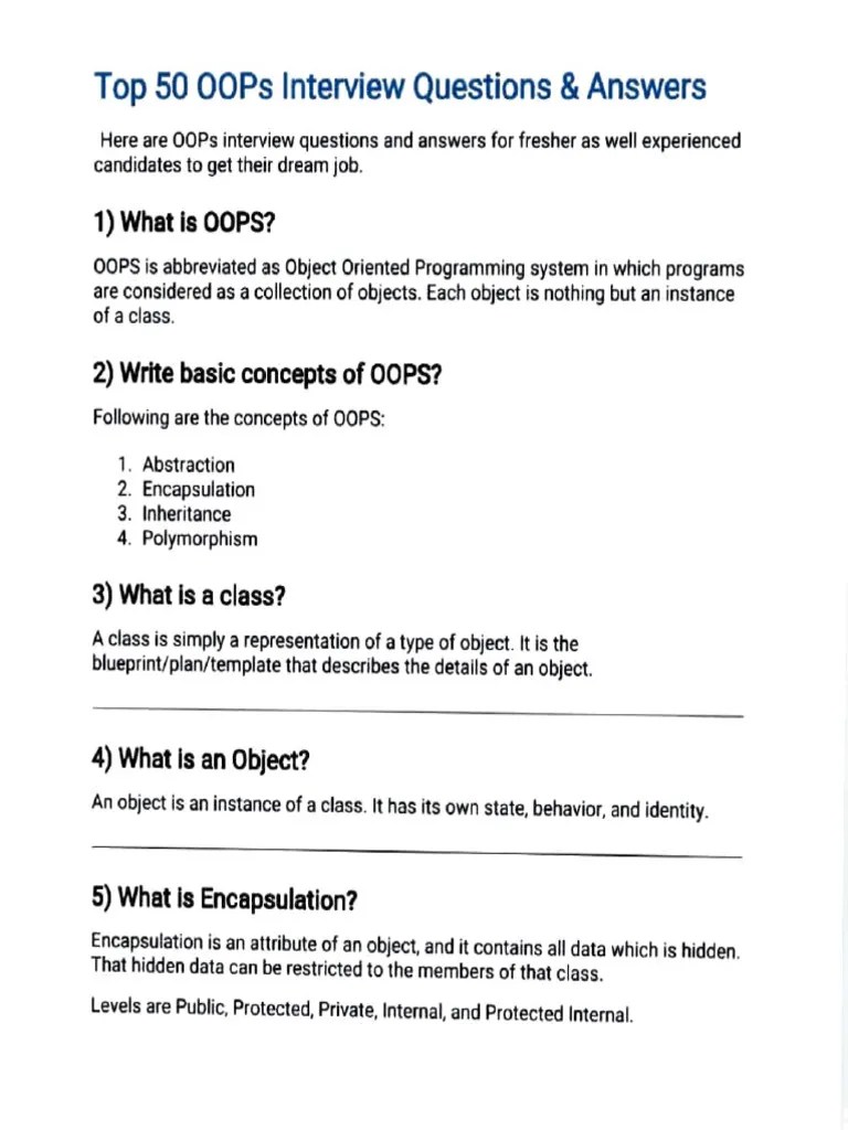 Oops Interview Questions | PDF | Method (Computer Programming ...