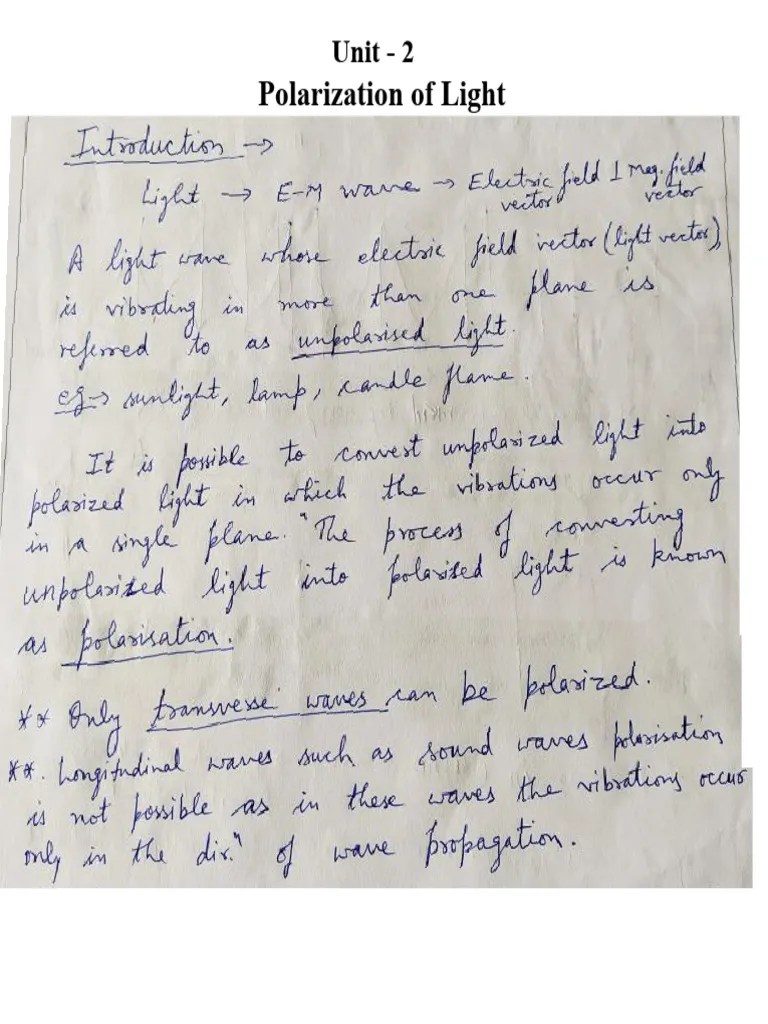 Unit 2 - Polarization Scanned Notes | PDF