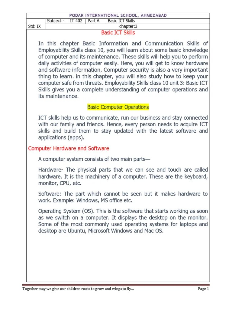 Unit 3 Basic ICT Skills | PDF | Computer Virus | Computer File